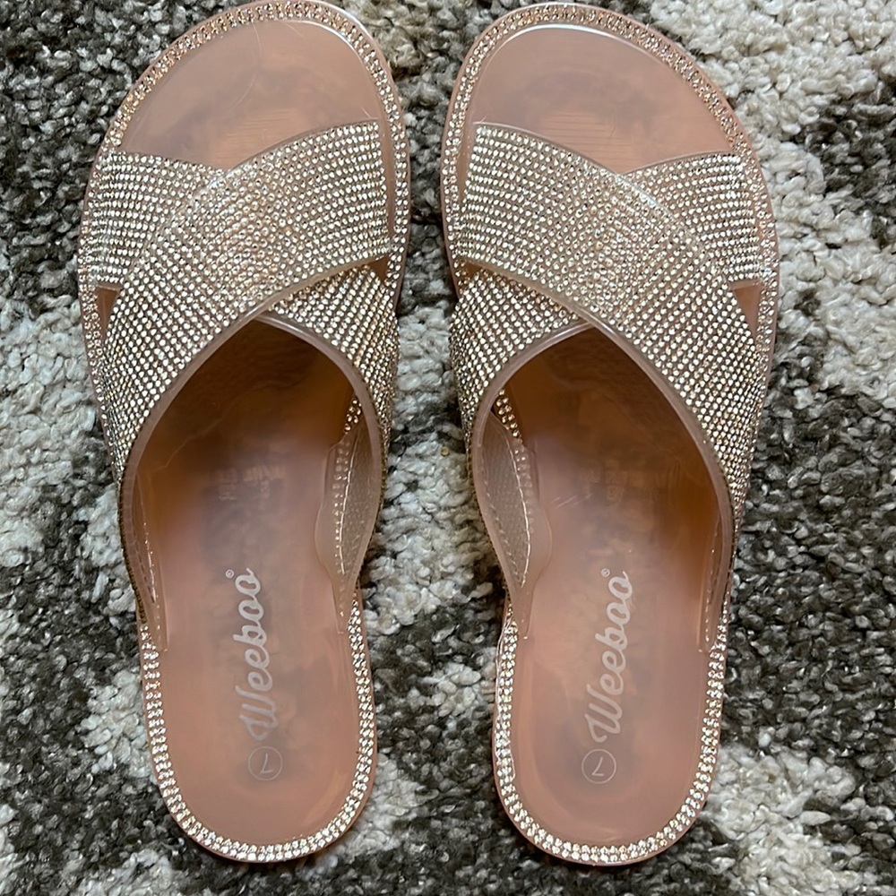 BEDAZZLED JELLY SLIDES NEW SIZE 7